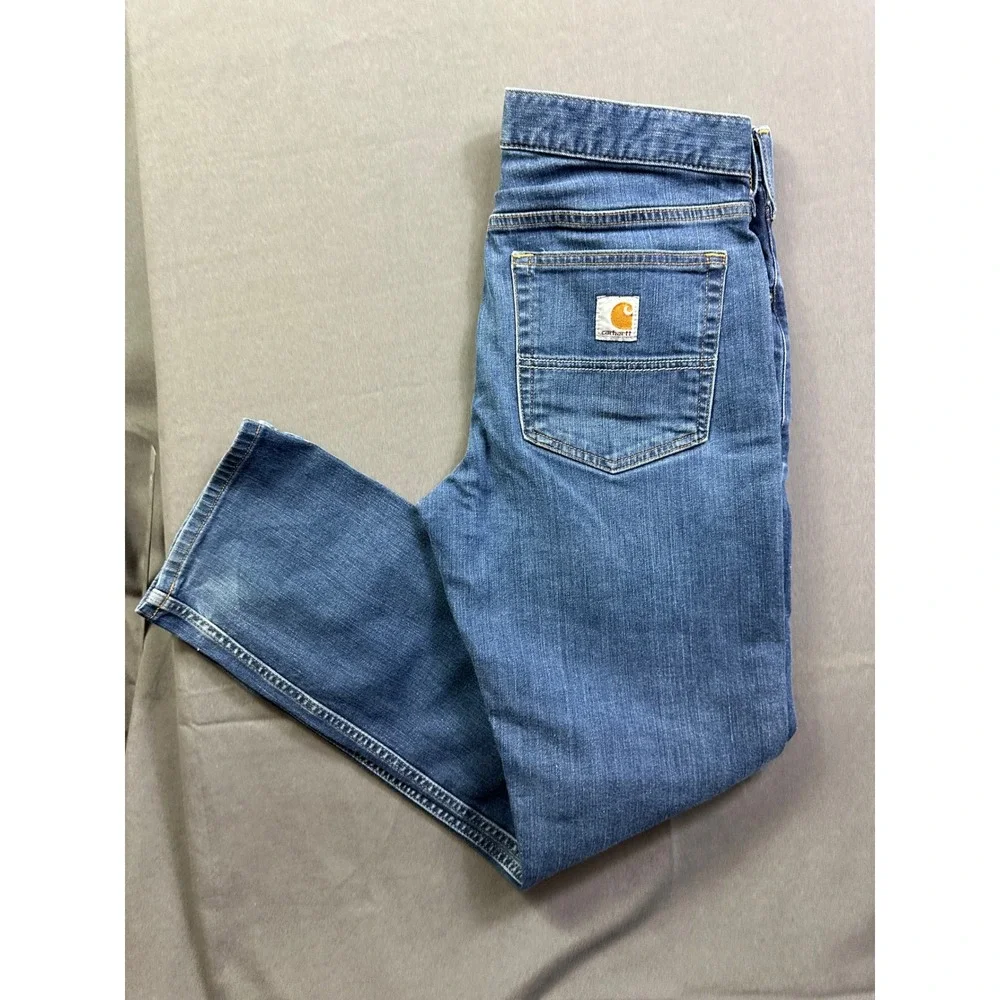 Carhartt Relaxed Fit Straight Leg Jeans Men's 31x30 Medium Wash Blue Denim - Picture 13 of 14